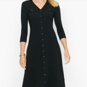 Talbots Merino Button Front Dress, Brand New with Tags, Black, Size S